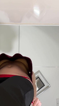 See Through Skirt and Red Thong She Takes off Turns Into a Seduction Point in the Bathroom with Long Legs Secretary