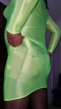New Lime Green Tight Dress and Floral Print Lingerie