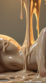 Donna adulta nuda in un lento movimento seducente con forme che si scioglieno