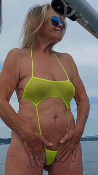 Granny Goes Swimming in a Sexy Swimsuit!