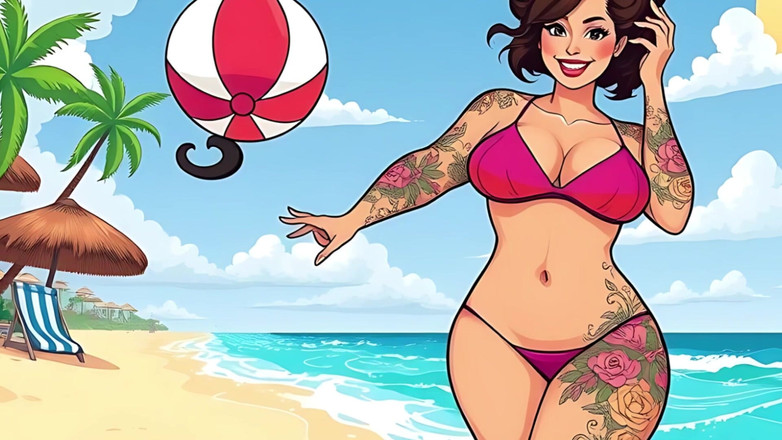 AI Porn: Cewek-cewek seksi bertato lagi asik muasin memeknya pakai bikini
