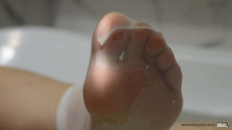 Mistress Legs: Mistress legs in wet white nylon socks
