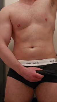 Massive German Stepdaddy Jerks Fat Cock in Public Toilet After Training - Phantomgentx