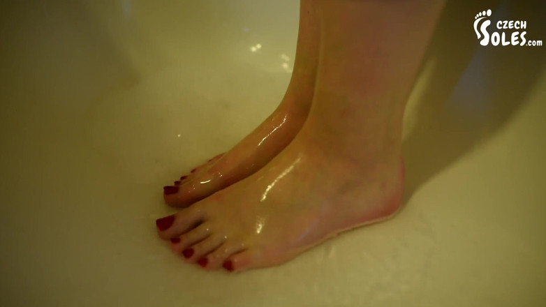 Czech Soles - foot fetish content: Young girl washing and brushing her bare feet