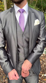 Public Outdoor Masturbation in a Shiny Suit