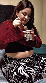 Nicole's Bedtime Snack Stripping, Teasing & Showing off My Big Soft Belly