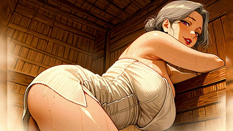 AI Porn: Sexy Sauna MILF and GILF Cartoon Porn
