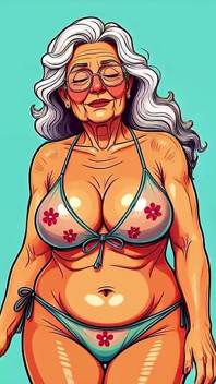 Une vieille mamie taquine, animation