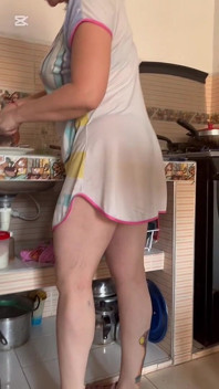 You Can See Everything in Pajamas Cooked in a Thong and Bra Underneath