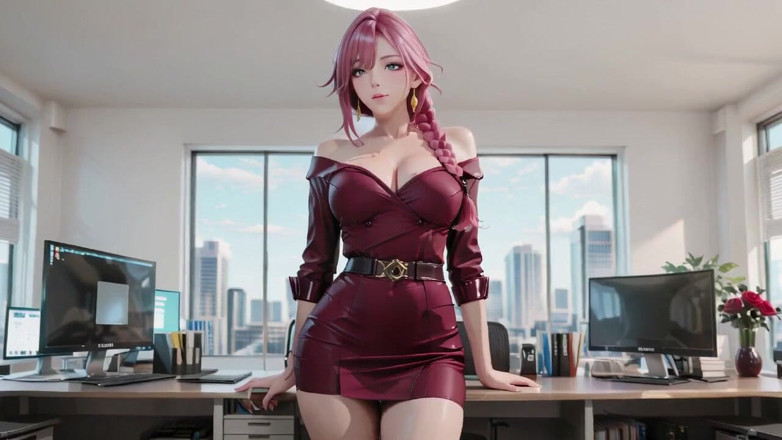 Seraphina Vale: Secretaria en pony rosa! Se burlan de la oficina privada, ¿puedes...