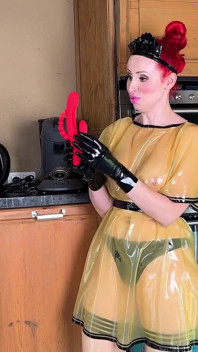 Latex Maid Masturbating at Work