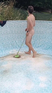 Naked in the Garden: Dirty Handjob in the Pool