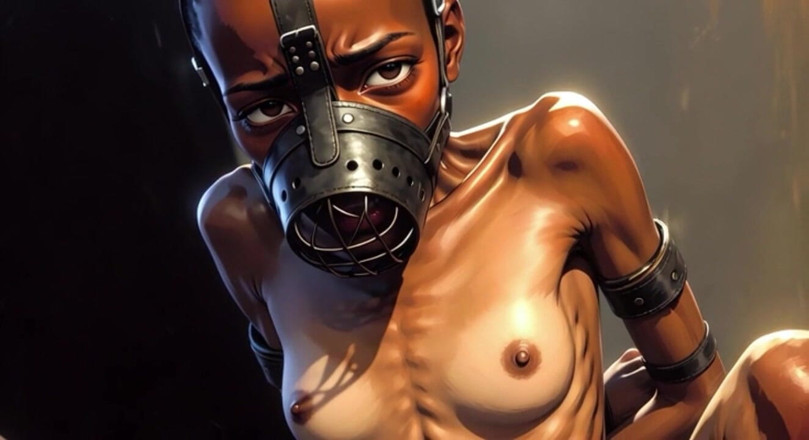 YOUR BEST FANTASY: Skinny African Girl in Bondage - Desperate for Big Cock Inside...