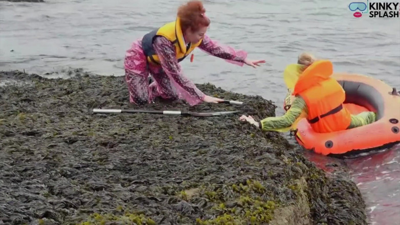 UKCuteGirl Lucy Lauren: Two Girls One Dinghy: Tight Rubber &amp; Pvc Rainwear