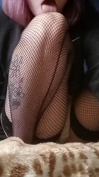 In Stockings, I Masturbate My Pussy Through My Panties, Smell My Dirty Panties, and Lick My Knees with My Tongue (fetish Video)