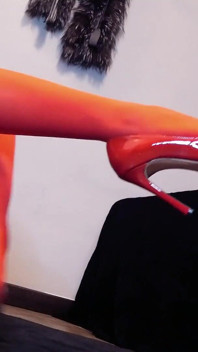 Goddess Galattica’s Red Shiny Pantyhose Worship