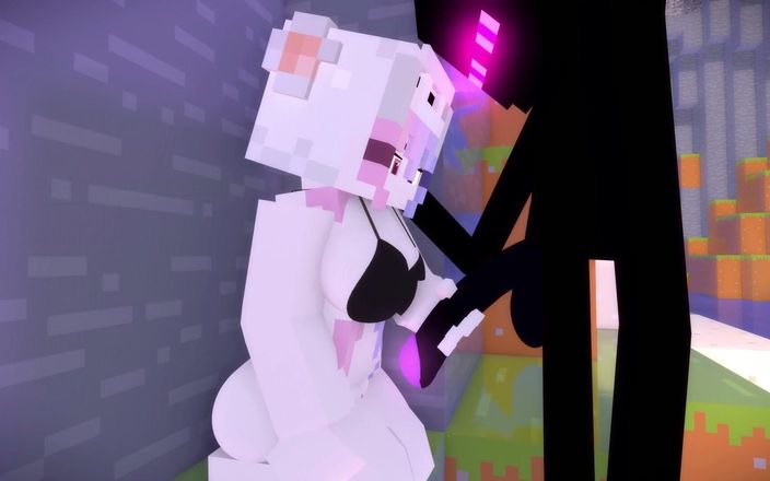 VideoGamesR34: Minecraftポルノアニメーション - 女の子はエンダーマンのコックを吸う