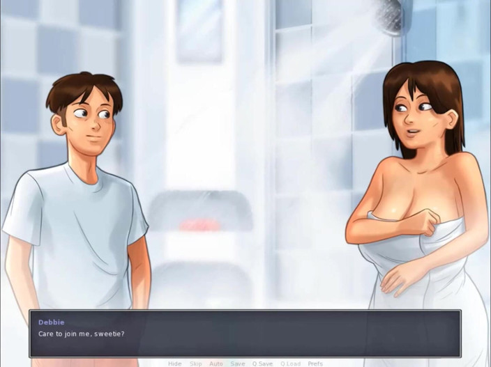 Cartoon Play: Summertime saga part 95 - morning shower with stepmom