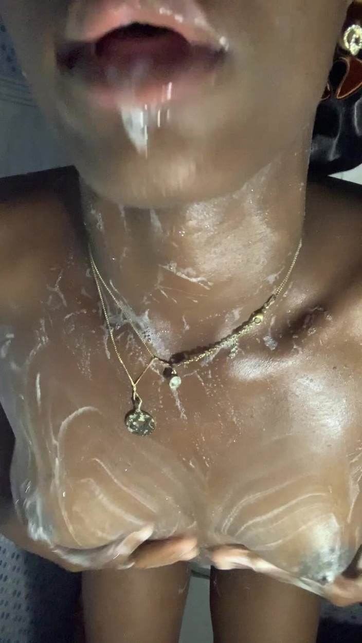 Browngurl234: Hot Ebony Teen Enjoys Touching Her Boobs