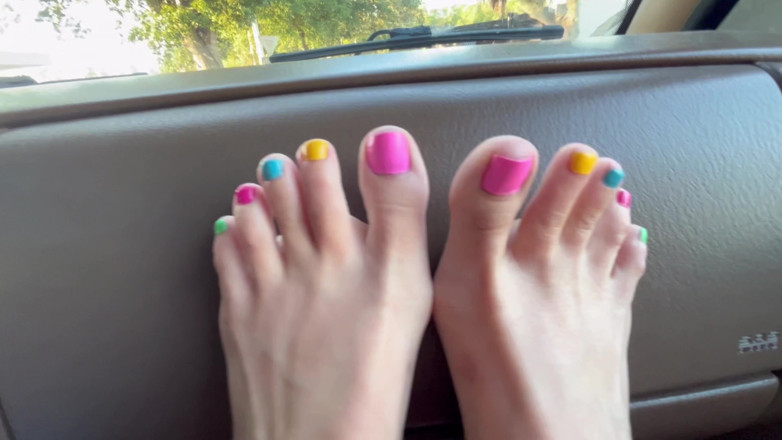 Nali Marie: Soft Soles POV Foot Teasing Small Wrinkled Feet Sunlight Car...