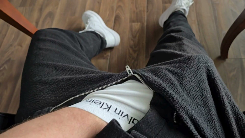 PhantomGentX: Lunch Break - Hot Stepdaddy Rubs His Fat Cock Through White...