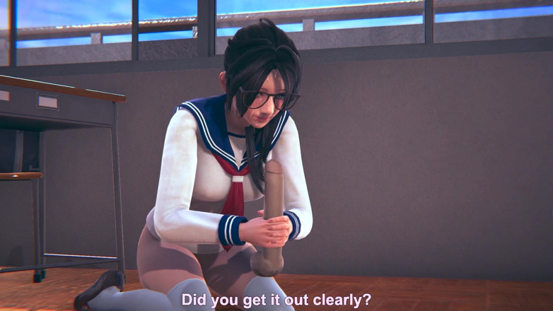 Waifu club 3D: College girl with glasses jerking off teacher's cock