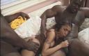 Africans Orgasm: Sexy babe threesome pussy fucking big black dick sucking