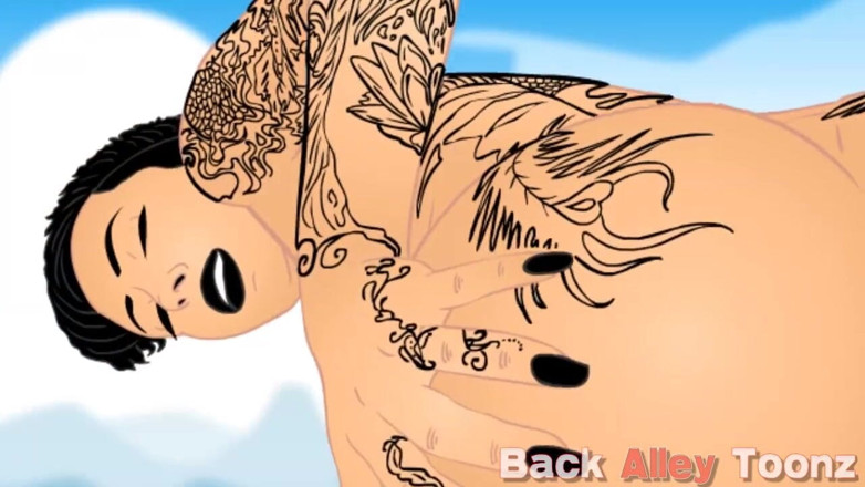 Back Alley Toonz: 해변에서 섹스하는 Bella 거유 문신