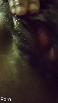 Rubbing Spreading My Big Black Wet Dripping Pussy