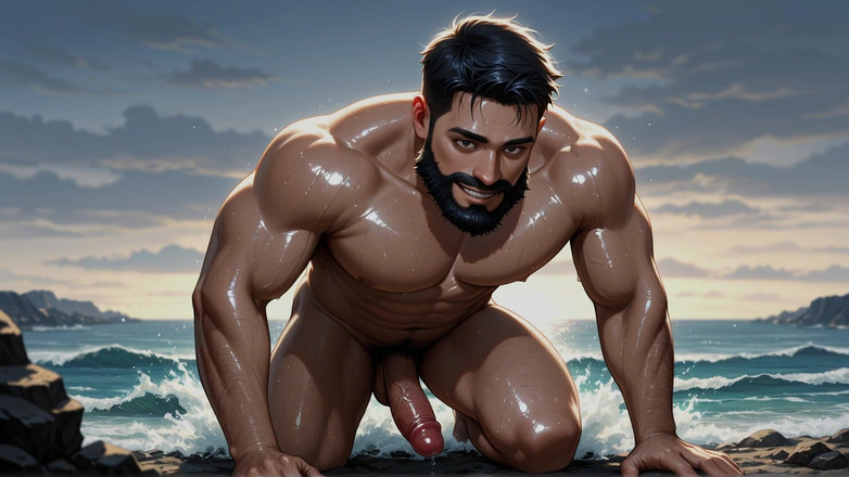 Erotic Man: Kısa ai videosu sakallı plaj oğlanları