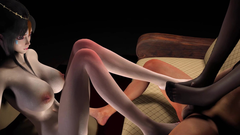 Why fuck so hard: 3D trójkąt seks footjob seks z dwoma napalone dziwki loszka