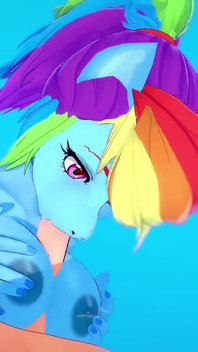 Rainbow Dash da mamada en primer plano | Mi pequeña amistad con Pony es una parodia hentai mágica