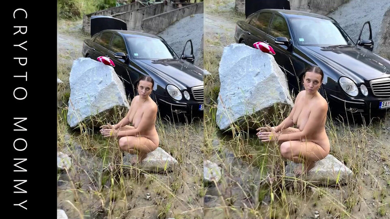 Crypto Mommy: 怀孕的继母在车里的第一次肛交高潮