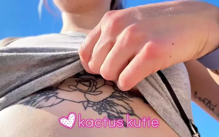 Kactus kutie: Small Bouncing Boobs Sweat in Grey Shirt