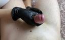 Gloria Gimson: Girlfriend in Black Nylon Gloves Does Handjob and Footjob in...