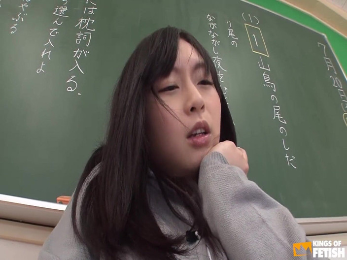Pure Japanese adult video ( JAV): Japanese teacher masturbates and squirts in the classroom in front...