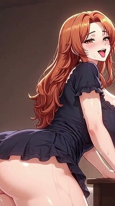 Sultry Pixels 3D: Büyük memeli kızıl saçlı küçük siyah elbiseyle yatağın üzerinde domalıyor ve...