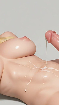 Deze weelderige blonde shemale die zich aftrekt naar Ahegao zal je wild maken
