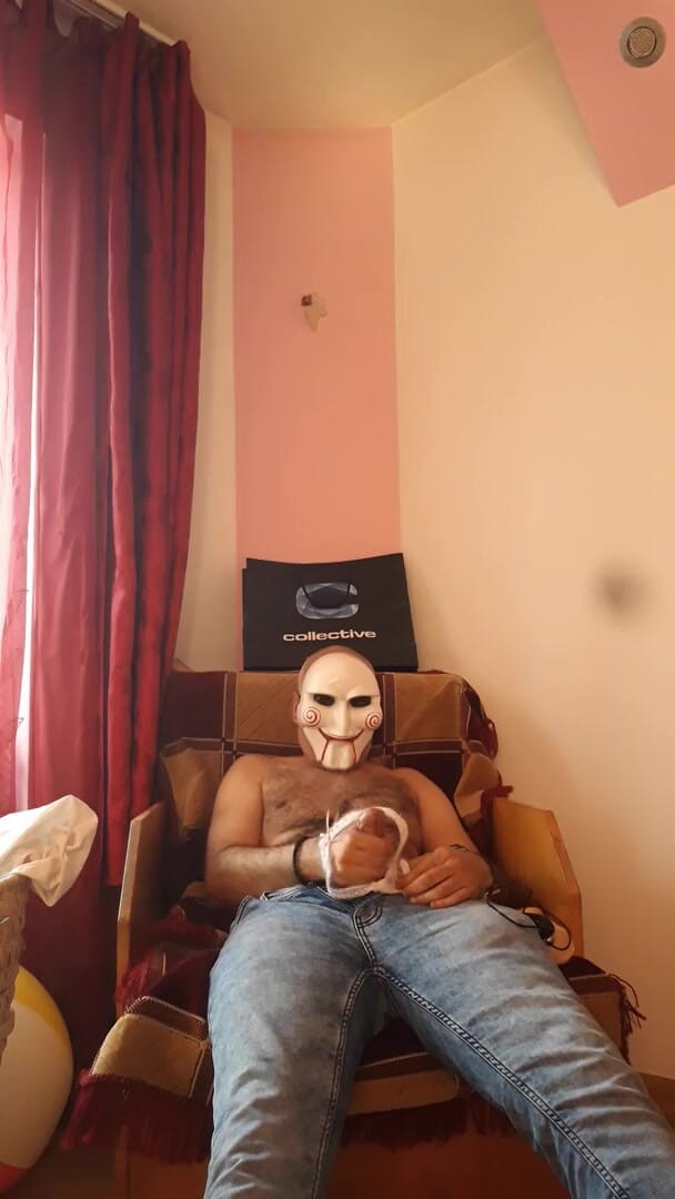 SingerMask: Jerking on pussy toy and wet panties