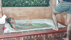 Swingersamateur40: While I'm Playing in the Jacuzzi My Stepson Comes to...