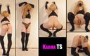 Karma TS: Super hot KarmaTS dances striptease in sportswear, oiled body and...