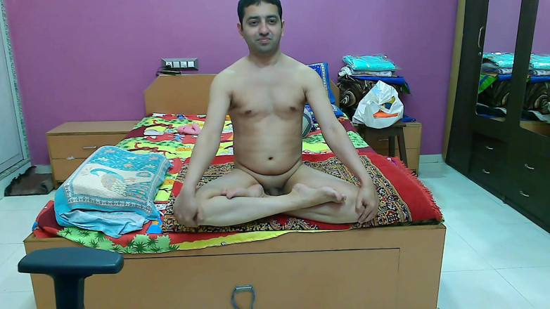 Cute & Nude Crossdresser: Cute sissy femboy sweet lollipop doing naked yoga on the...