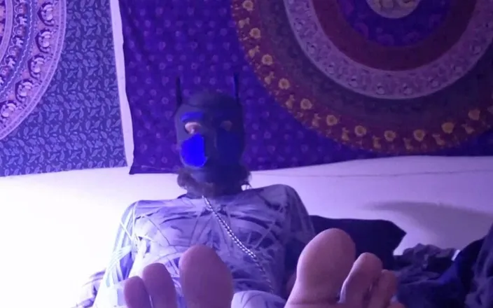 Robert48569: Solo Puppy Play Bodysuit Feet Bare. Self Bondage Rope Mask...