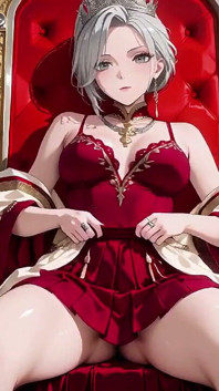 Regina d'argento sul Troni d'Oro! Seta rossa, sguardo pigro e un sguardo provocante che ti scioglie