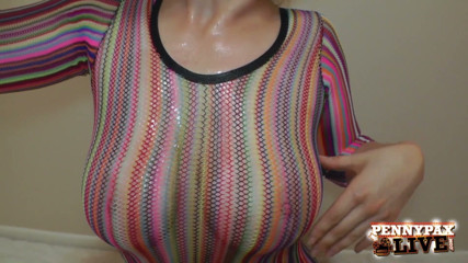 Penny Pax: Penny Pax oily big natural tits tease & sloppy bj!