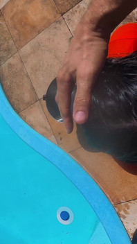 Wet Big Ass Brunette Gets Face Fucked by the Pool
