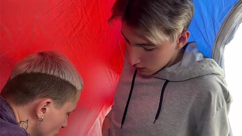 Ethan Lestray: Two Twinks Are Fucked in the Woods in a Tent...