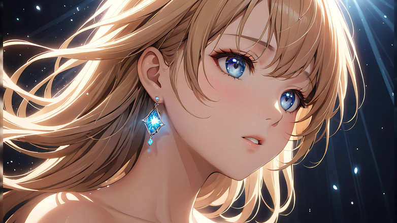 LustRender: 幽玄な昇華:天上の光に包まれた美しい若い女性