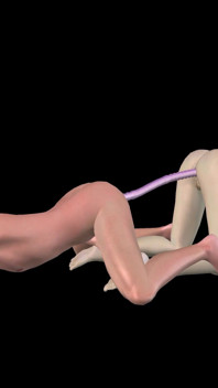 アニメーション3Dポルノ - 美しい少女がストラップオンでアジア人男性とセックスし、その後ダブルディルドドッグ