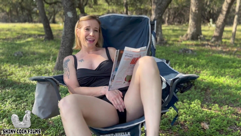 Jane Cane: Risky outdoor JOI